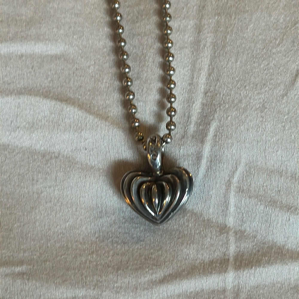 Lagos fluted heart necklace on 34” chain